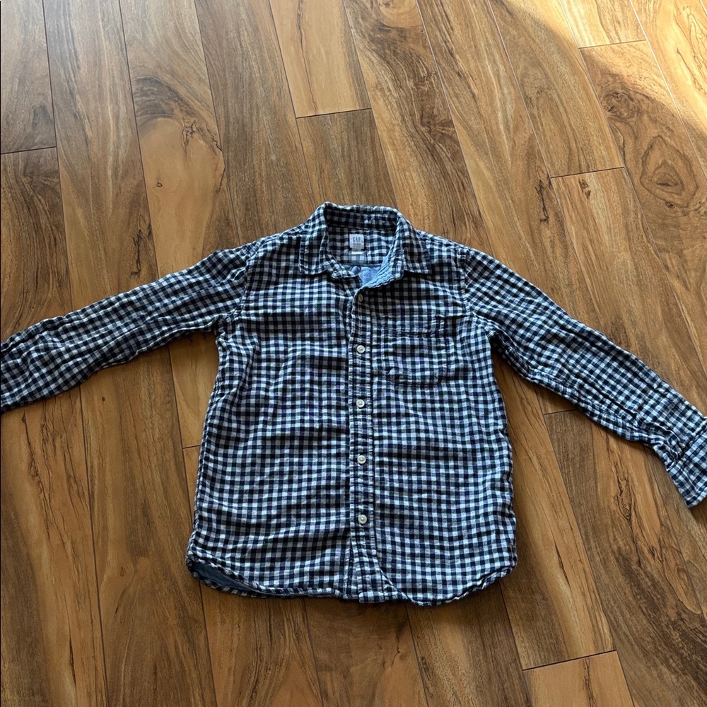GAP Kids Navy and White Checkered Shirt
